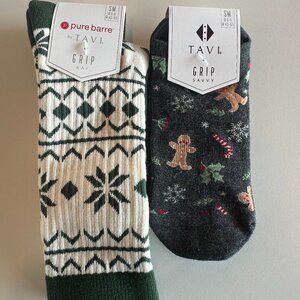 NWT Tavi x Pure Barre Grip Socks (Sticky socks), Christmas/Festive, Small